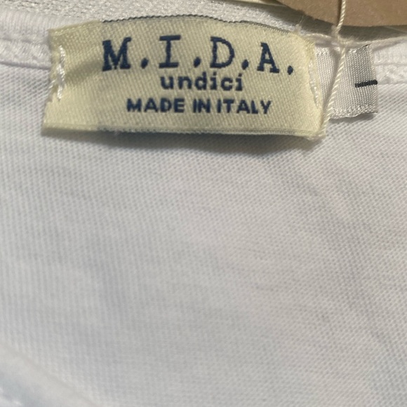 M.I.D.A Undici Men's White Short Sleeve Henley Organic Cotton T-Shirt Size L NWT - Picture 7 of 9